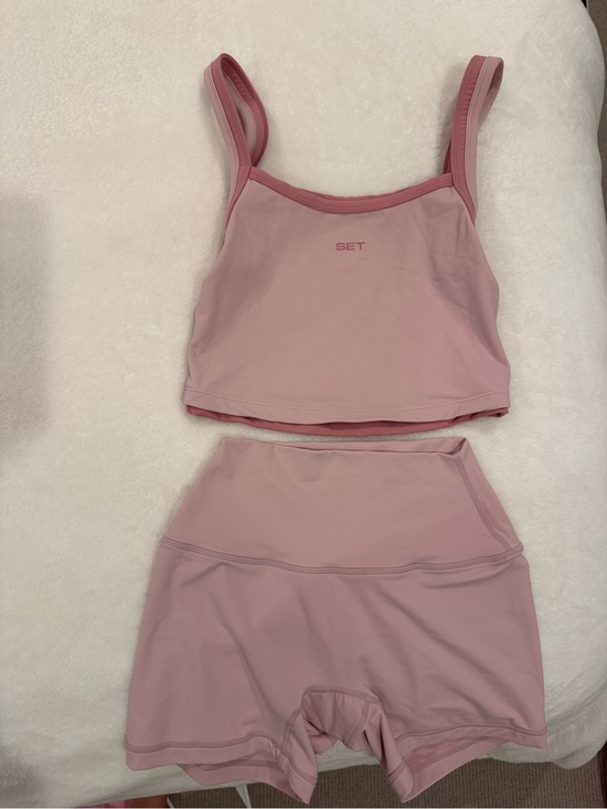 SET Active Pants - SET Active Dusty Pink Crop Tank & High-Waisted Athletic Shorts
